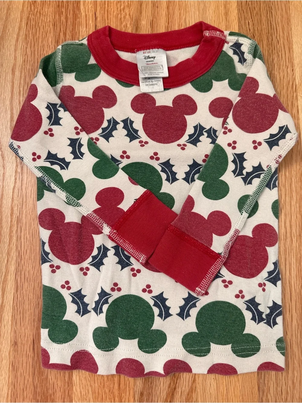 Hanna Andersson Holiday Mickey Mouse Long John Pajama Set - Red & Green 2T
